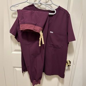 Figs Deep Purple Catarina Scrub Top and Zamora Joggers Set, XL